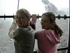 Katherine Copley > Hannah and Kirsty on cable car down to ice caves