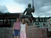 Katherine Copley > Hannah and Kirsty next to the statue
