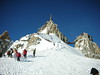 Katherine Copley > Looking back at the Aiguille after the hair raising walk down the arête